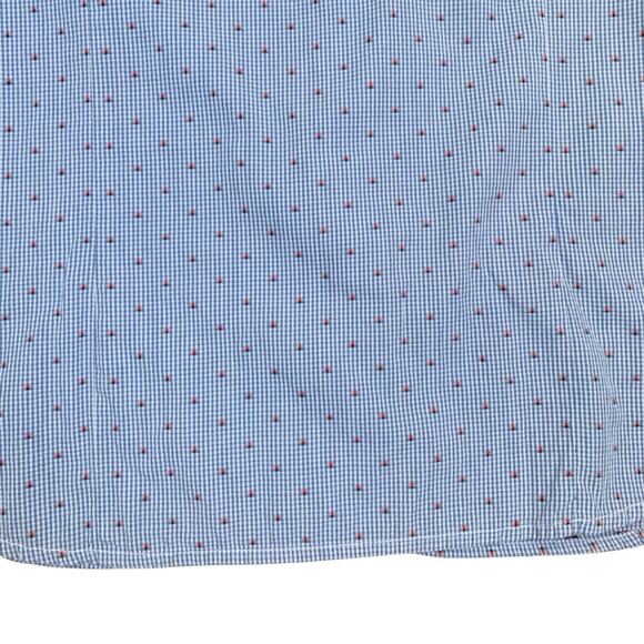 Tommy Hilfiger Blue Red Gingham Print Long Sleeve 3/4 Button Down Shirt Small - Picture 10 of 13